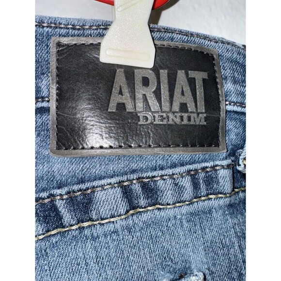 MEN'S ARIAT M4 STRAIGHT STOCKTON DENIM JEANS Light Wash 44 X 34 Faded Distressed - Picture 14 of 16